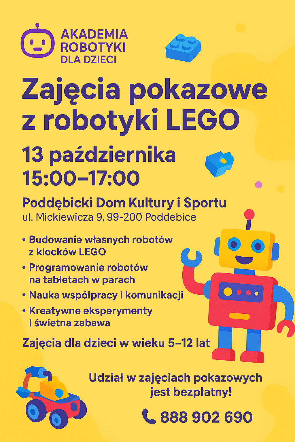 Akademia Robotyki dla Dzieci zaprasza na bezpłatne zajęcia pokazowe z robotyki LEGO